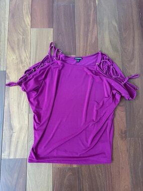 Express Women's Fuchsia Cold-Shoulder Lace-Up Camisole